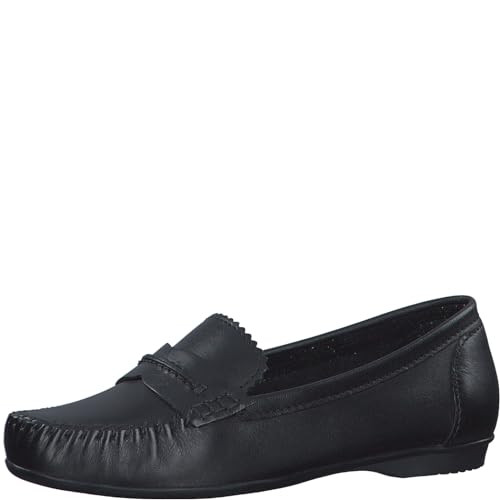 MARCO TOZZI Damen Mokassins aus Leder Elegant, Schwarz (Schwarz), 41 EU von MARCO TOZZI