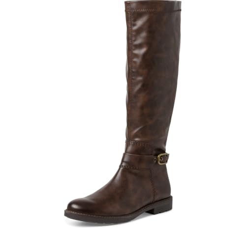 MARCO TOZZI Damen Overknee Stiefel Flach mit Reißverschluss, Braun (Cafe), 39 EU von MARCO TOZZI