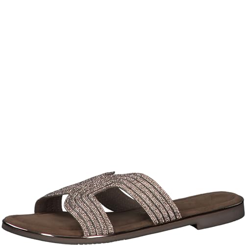 MARCO TOZZI Damen Pantoletten Glitzer Flach, Metallisch (Rose Metallic), 38 EU von MARCO TOZZI