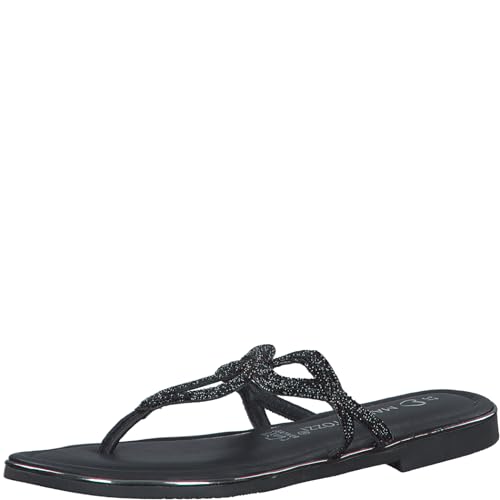 MARCO TOZZI Damen Pantoletten Zehentrenner Glitzer, Schwarz (Black Metallic), 39 EU von MARCO TOZZI