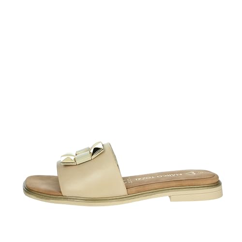 MARCO TOZZI Damen Pantoletten aus Leder Bequem, Beige (Cream), 39 EU von MARCO TOZZI
