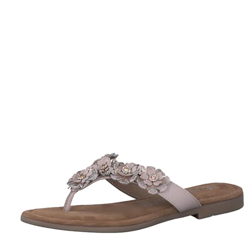 MARCO TOZZI Damen Pantoletten aus Leder mit Blumendekor, Beige (Powder Comb), 38 EU von MARCO TOZZI