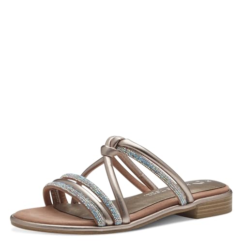 MARCO TOZZI Damen Pantoletten mit Blockabsatz mit Glitzerdetails, Mehrfarbig (Rose Met Comb), 37 EU von MARCO TOZZI