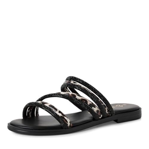 MARCO TOZZI Damen Pantoletten mit Glitzerdetails Sommer, Schwarz (Black Comb), 39 EU von MARCO TOZZI