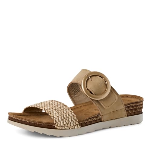 MARCO TOZZI Damen Pantoletten mit Klettverschluss Plateau, Beige (Dune Comb), 37 EU von MARCO TOZZI