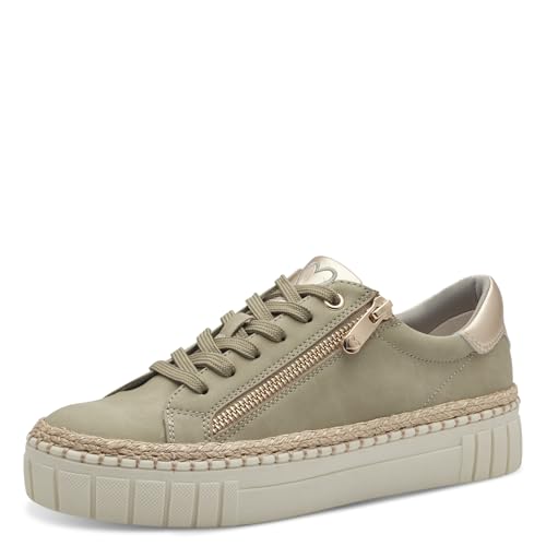 MARCO TOZZI Damen Plateau Sneaker mit Reißverschluss Bequem, Grün (Moss Comb), 38 EU von MARCO TOZZI