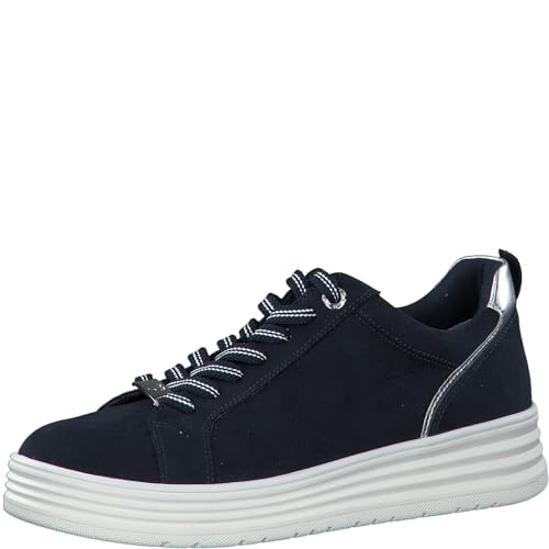 MARCO TOZZI Damen Plateau Sneaker mit Schnürsenkeln Bequem, Blau (Navy Comb), 41 EU von MARCO TOZZI