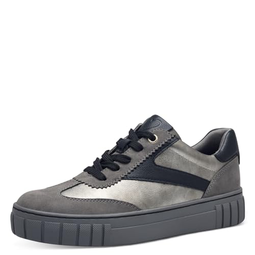 MARCO TOZZI Damen Plateau Sneaker mit Schnürsenkeln Freizeit, Grau (Ash Comb), 39 EU von MARCO TOZZI