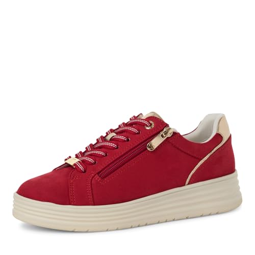 MARCO TOZZI Damen Plateau Sneaker mit Schnürsenkeln Freizeit, Rot (Cherry Comb), 42 EU von MARCO TOZZI