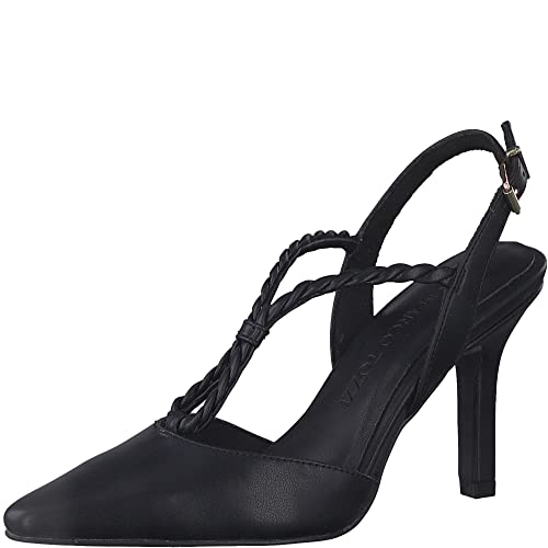 MARCO TOZZI Damen Pumps Slingback T-Riemen Flechtoptik Stiletto 2-29605-20, Größe:36 EU, Farbe:Schwarz von MARCO TOZZI