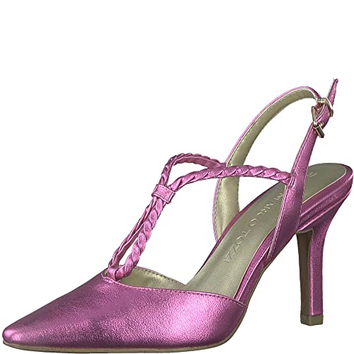 MARCO TOZZI Damen Pumps Slingback T-Riemen Flechtoptik Stiletto 2-29605-20, Größe:37 EU, Farbe:Pink von MARCO TOZZI