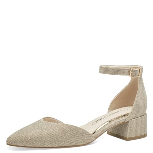 MARCO TOZZI Damen Pumps mit Riemen Glitzer Vegan, Gold (Gold), 38 EU von MARCO TOZZI