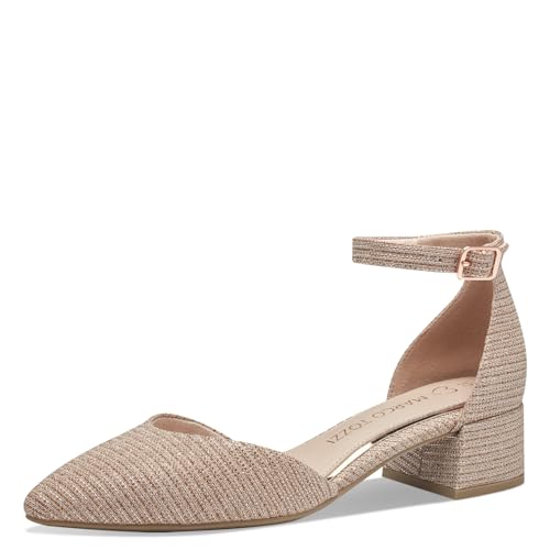 MARCO TOZZI Damen Pumps mit Riemen Glitzer Vegan, Metallisch (Rose Metallic), 37 EU von MARCO TOZZI