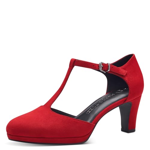 MARCO TOZZI Damen Pumps mit Riemen Vegan Elegant, Rot (Dk.Red), 41 EU von MARCO TOZZI
