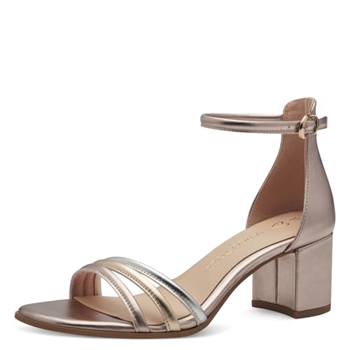 MARCO TOZZI Damen Pumps mit Riemen mit Blockabsatz Vegan, Mehrfarbig (Rose Met Comb), 36 EU von MARCO TOZZI