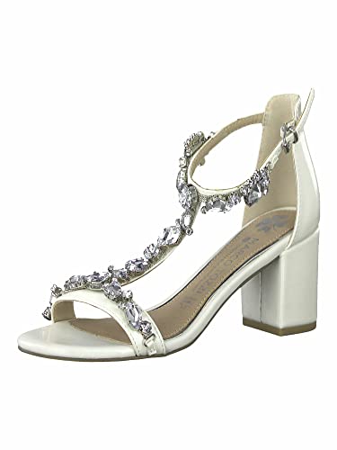 MARCO TOZZI Damen Riemchen High Heels Sandaletten Glitzer 2-88307-28, Größe:38 EU, Farbe:Beige von MARCO TOZZI