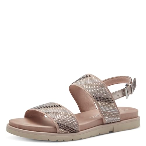 MARCO TOZZI Damen Sandalen flach Glitzer Vegan, Mehrfarbig (Rose Met Comb), 39 EU von MARCO TOZZI