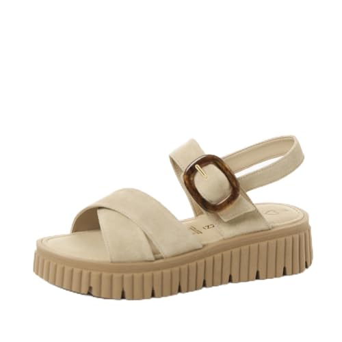 MARCO TOZZI Damen Sandalen flach mit Klettverschluss Bequem, Beige (Dune), 37 EU von MARCO TOZZI