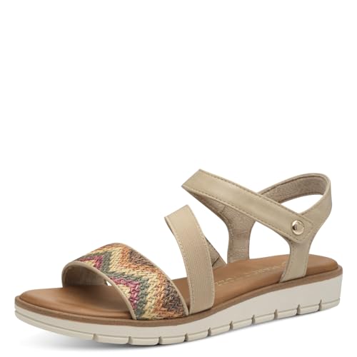MARCO TOZZI Damen Sandalen flach mit Klettverschluss Bequem, Beige (Dune Comb), 41 EU von MARCO TOZZI