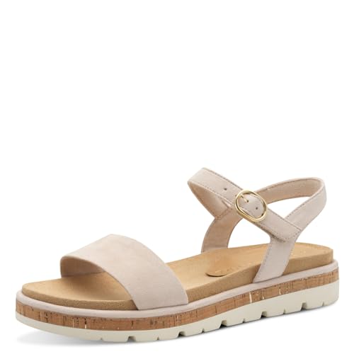 MARCO TOZZI Damen Sandalen flach mit Klettverschluss Bequem, Beige (Magnolia), 37 EU von MARCO TOZZI