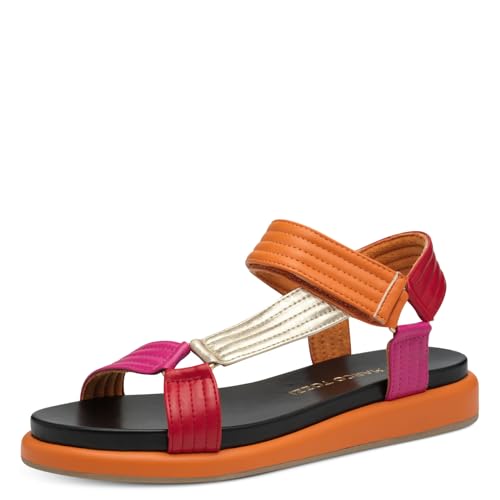 MARCO TOZZI Damen Sandalen flach mit Klettverschluss Bequem, Mehrfarbig (Mango Comb), 38 EU von MARCO TOZZI