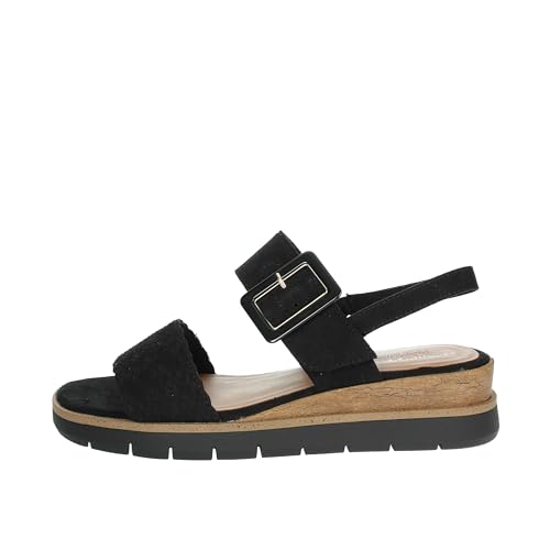 MARCO TOZZI Damen Sandalen flach mit Klettverschluss Bequem, Schwarz (Black), 41 EU von MARCO TOZZI