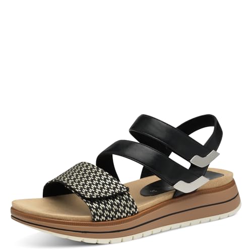 MARCO TOZZI Damen Sandalen flach mit Klettverschluss Bequem, Schwarz (Black Comb), 41 EU von MARCO TOZZI