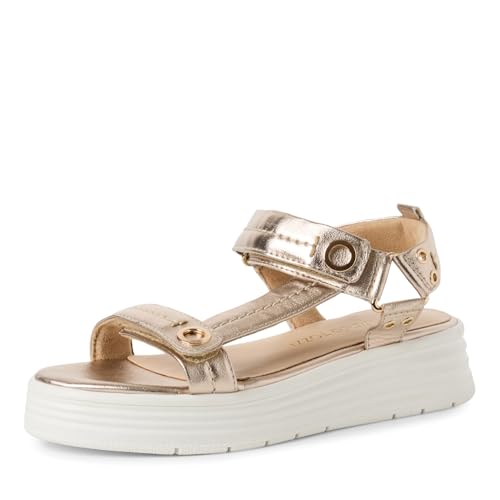 MARCO TOZZI Damen Sandalen flach mit Klettverschluss Plateau, Beige (Platinum), 42 EU von MARCO TOZZI