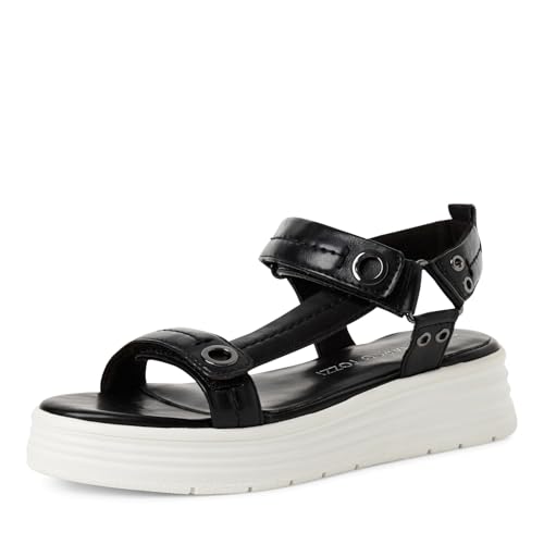 MARCO TOZZI Damen Sandalen flach mit Klettverschluss Plateau, Schwarz (Black), 41 EU von MARCO TOZZI