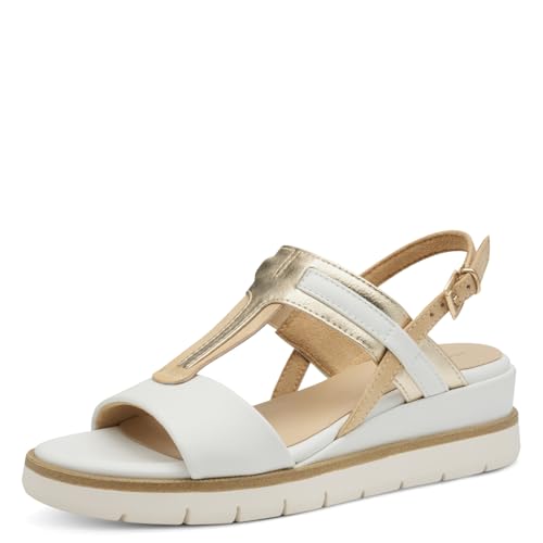 MARCO TOZZI Damen Sandalen flach mit Schließe Plateau, Weiß (White Comb), 41 EU von MARCO TOZZI