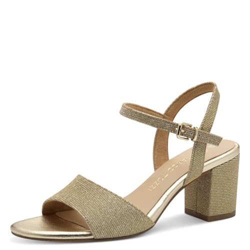 MARCO TOZZI Damen Sandalen mit Absatz Blockabsatz, Beige (Platinum), 39 EU von MARCO TOZZI