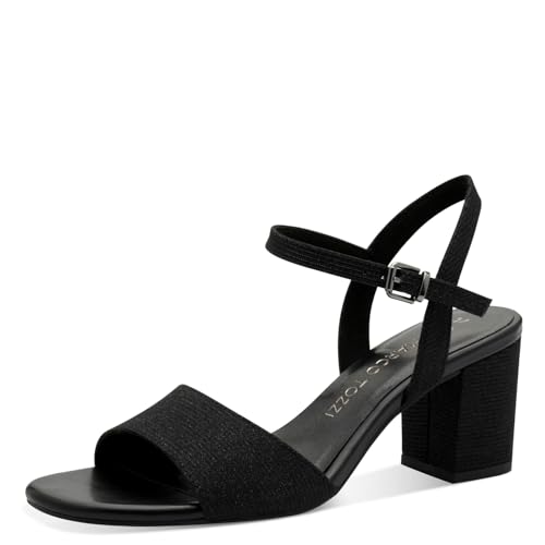 MARCO TOZZI Damen Sandalen mit Absatz Blockabsatz, Schwarz (Black metallic), 40 EU von MARCO TOZZI