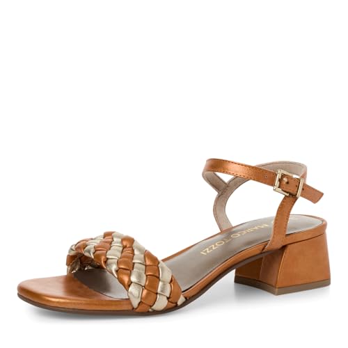MARCO TOZZI Damen Sandalen mit Absatz Elegant Kleiner Absatz, Metallisch (Mango met. com), 40 EU von MARCO TOZZI