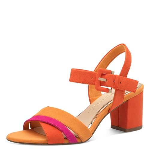 MARCO TOZZI Damen Sandalen mit Absatz Elegant Vegan, Mehrfarbig (Carrot Comb), 41 EU von MARCO TOZZI
