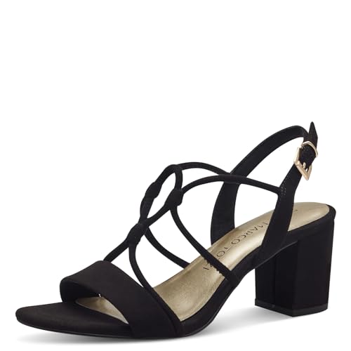 MARCO TOZZI Damen Sandalen mit Absatz Elegant Vegan, Schwarz (Black), 39 EU von MARCO TOZZI