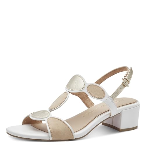 MARCO TOZZI Damen Sandalen mit Absatz Elegant Vegan, Weiß (White Comb), 36 EU von MARCO TOZZI