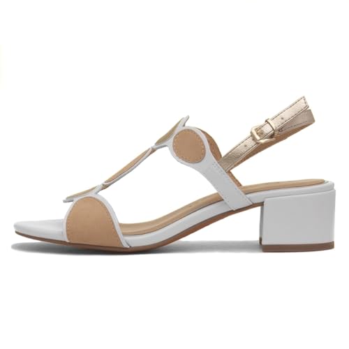 MARCO TOZZI Damen Sandalen mit Absatz Elegant Vegan, Weiß (White Comb), 41 EU von MARCO TOZZI