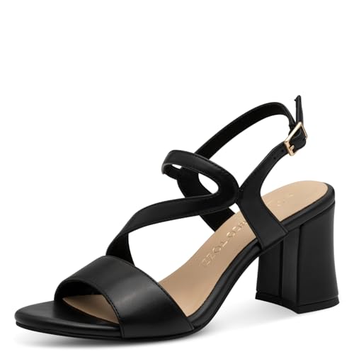 MARCO TOZZI Damen Sandalen mit Absatz Elegant mit Glitzerdetails, Schwarz (Black), 37 EU von MARCO TOZZI