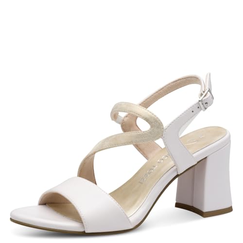MARCO TOZZI Damen Sandalen mit Absatz Elegant mit Glitzerdetails, Weiß (White Comb), 41 EU von MARCO TOZZI