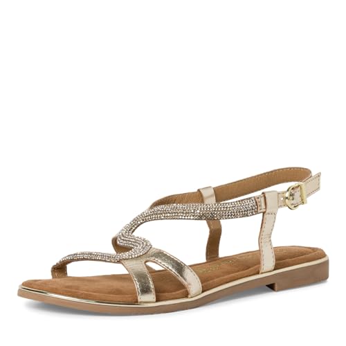 MARCO TOZZI Damen Sandalen mit Absatz Glitzer aus Leder, Gold (Gold Comb), 42 EU von MARCO TOZZI