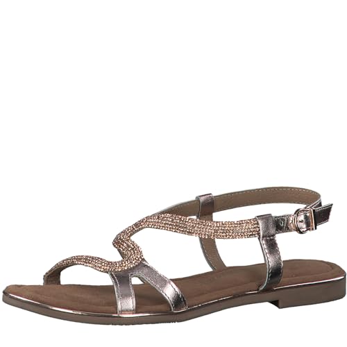 MARCO TOZZI Damen Sandalen mit Absatz Glitzer aus Leder, Mehrfarbig (Rose Met Comb), 39 EU von MARCO TOZZI
