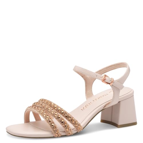 MARCO TOZZI Damen Sandalen mit Absatz Runde Spitze Elegant, Beige (Powder), 41 EU von MARCO TOZZI