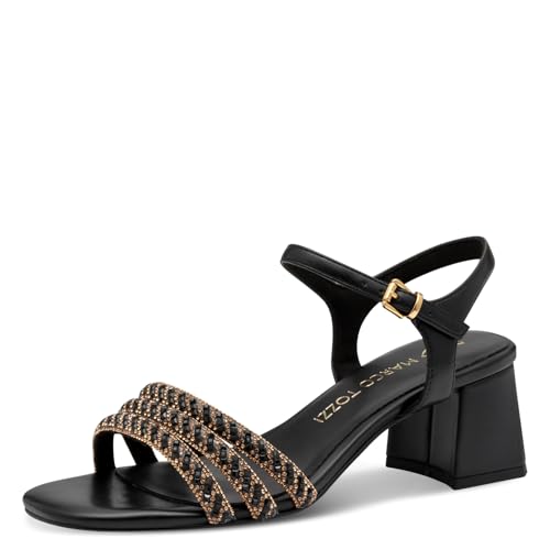 MARCO TOZZI Damen Sandalen mit Absatz Runde Spitze Elegant, Schwarz (Black), 38 EU von MARCO TOZZI