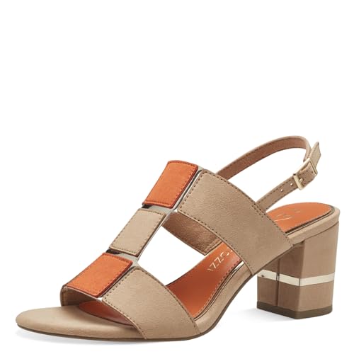 MARCO TOZZI Damen Sandalen mit Absatz Sommer Vegan, Mehrfarbig (Biscuit Comb), 41 EU von MARCO TOZZI