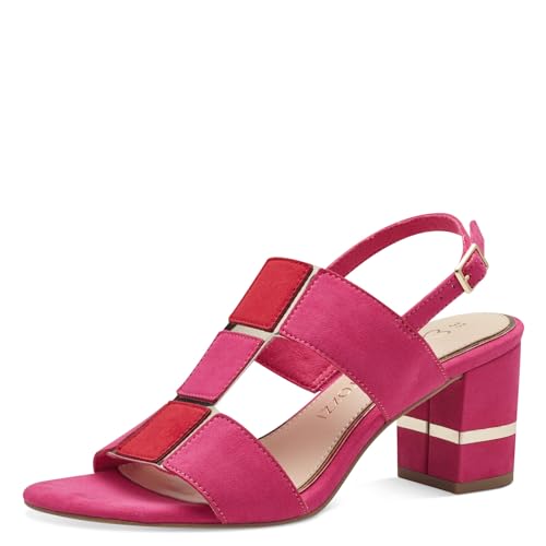 MARCO TOZZI Damen Sandalen mit Absatz Sommer Vegan, Rosa (Pink Red), 37 EU von MARCO TOZZI