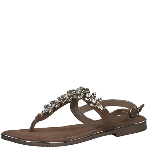 MARCO TOZZI Damen Sandalen mit Absatz aus Leder mit Strassdekor, Mehrfarbig (Nature Comb), 38 EU von MARCO TOZZI