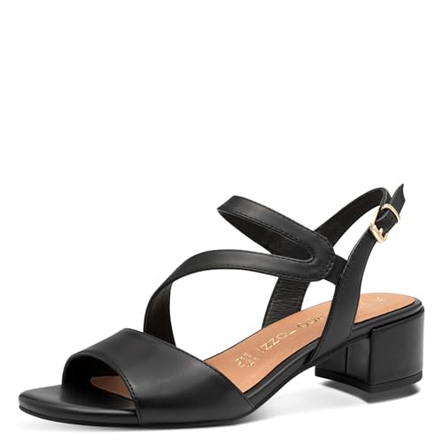MARCO TOZZI Damen Sandalen mit Absatz mit Lederanteil Elegant, Schwarz (Black), 38 EU von MARCO TOZZI