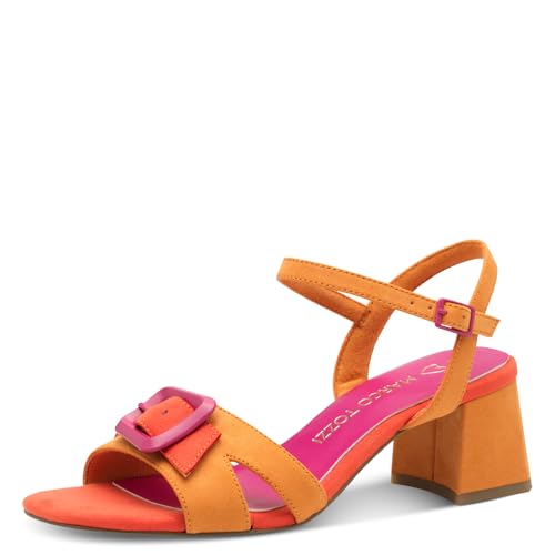 MARCO TOZZI Damen Sandalen mit Absatz mit Schnalle Bequem, Mehrfarbig (Mango Comb), 38 EU von MARCO TOZZI