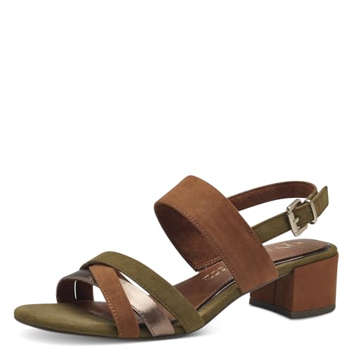MARCO TOZZI Damen Sandalen mit Absatz mit Verstellbarem Riemen Bequem, Mehrfarbig (Fern Green Com), 40 EU von MARCO TOZZI