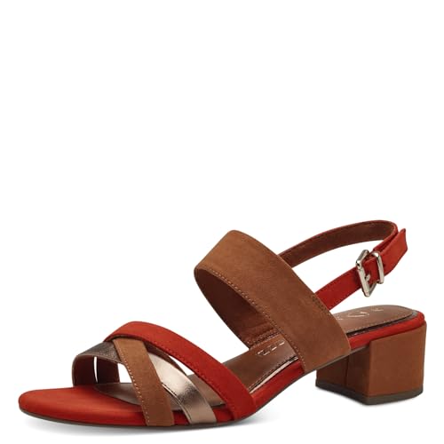 MARCO TOZZI Damen Sandalen mit Absatz mit Verstellbarem Riemen Bequem, Orange (Terracotta Com), 39 EU von MARCO TOZZI